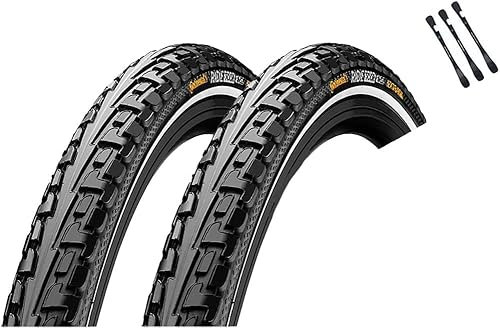 2er Set Continental Reifen Ride Tour Schwarz Reflex 28 Zoll x 1,75 (47-622) + MSZweirad Reifenheber (Ohne Schläuche)