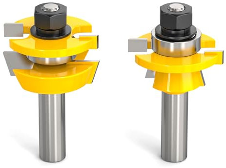 MEANLIN 2PCS Bit Shaker Rail and Stile Router Bit Set 1/2 Inch Shank Woodworking Tongue and Groove Router Bit Raised Panel Milling Cutter Tools for Cabinet Door, Frames and More