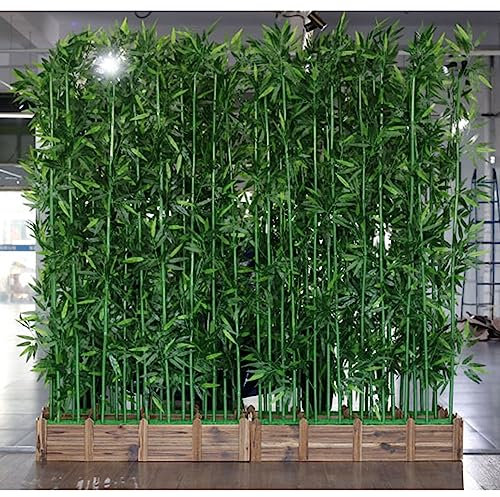 LAMEDOAT Commercial Home Artificial Bamboo Floor Room Divider Screen for Restaurant Hotel Shop Office Living Room Balcony Deck Garden Yard Porch, Wood Base Stand (Color : 1.5m/4.9ft H, Size : 50cm Ba