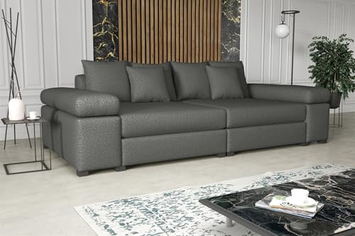 Fun Möbel Big Sofa Couchgarnitur Megasofa Riesensofa Arezzo in Stoff Now or Never (Dunkelgrau)