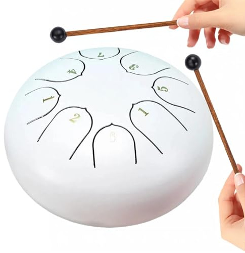 Regentrommel für den Garten,Zungentrommel Wasserdicht, Handpan Instrument Stahlzungentrommel,6'' 8 Noten musikinstrumente Garteninstrument trommel