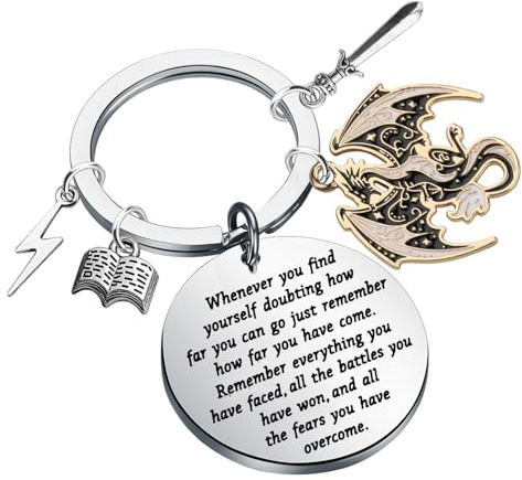 KUIYAI Dragon Keychain Fantasy BookGift Book Lover Gift Bookish Gift Dragon Book Gifts (whenever four wing)
