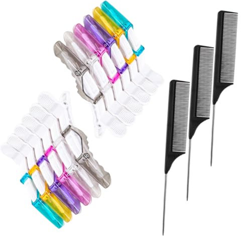 IWOWHERO Haarklammer Mit Rattenschwanzkamm Und Alligator-styling-clips Spießkamm Und Haarspangen Für Salon Friseurkämme Aus Hochwertigem Material Langlebig Und Rostfrei Für Haarstyling