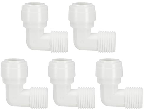 PATIKIL Water Purifier Elbow Connector 3/8 NPT Female x 3/8 OD Tube, 5 Pcs Quick Push to Connect Tube Fittings for RO/DI Reverse Osmosis Water Filter Purifier Plumbing System, White