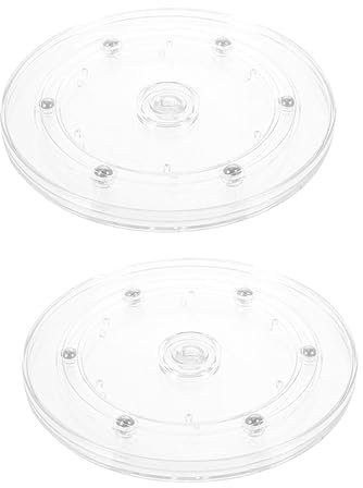 LALADEFIEE 2Pcs Electric Turntable Display Stand 360 Degree Rotating Transparent Display Turntable for Photography Showcase and Live Video Presentations