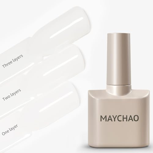 MAYCHAO 15ML Gel Nail Polish, Milky White Jelly Gel Nail Polish Soak Off UV LED Nail Varnish Nail Art Starter Manicure Salon DIY at Home, 0.5 OZ
