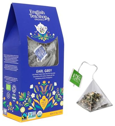 English Tea Shop | Tè Nero BIO Earl Grey Aroma Bergamotto | Earl Grey Aromatico Regione Kandy Sri Lanka in Eco-Box - 1 x 15 Piramidi
