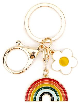Gallkeat Regenbogen Schlüsselanhänger Makramee, Rainbow Anhänger für Taschen, Bag Charm, Geschenke für Frauen Kinder