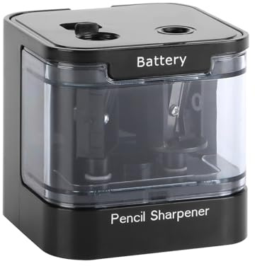 Eagle Elektrischer Doppel-Loch Bleistiftspitzer mit Sicherheits-Schalter – Batteriebetrieben, für 6-8mm & 8-12mm Bleistifte, Schul- & Bürobedarf