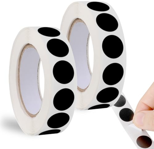 2000 Stück Runde Aufkleber 13mm, Schwarze Punktaufkleber, Kreisförmige Aufkleber, Kleine Klebepunkte Etiketten, Runde Schusspflaster für Büro, Geschäft, Klassenzimmer, Markierung