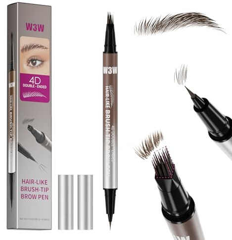 W3W 4D matita sopracciglia make up, penna sopracciglia effetto pelo,matita sopracciglia microblading,waterproof eyebrow pencil,4D Quadrato angolato + Ultra-Fine,02 Medium Brown(Marrone medio)