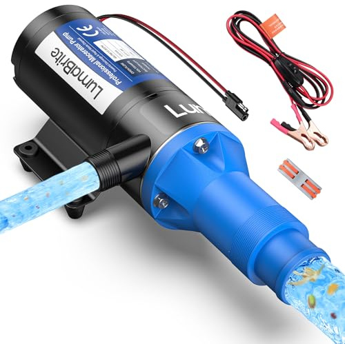 12V Macerator Pump for RV, 12 GPM (45 LPM) | 5 FT Macerator Pump System 12V for RV Caravans Anti-Clog with 4-Blade Chopper for RV, Boats, Yachts, Camper, & Marine