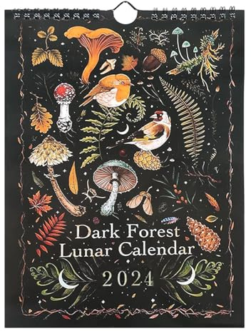 Mörk skogs månkalender 2024 - 2024 väggkalender | Mörk skog månkalendrar | med månatlig månkonst för , väggdekor, hus, kontor, konstvisning, månfaser, astrologi, månadsplanerare