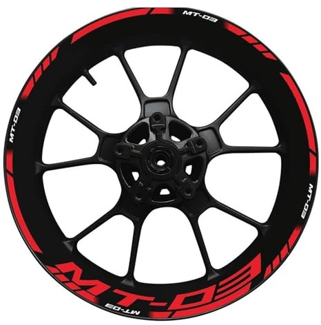 Cerchioni Adesivo Strisce Adesive Per Cerchi Moto Per Yamaha Mt03 MT 03 Mt-03 Adesivi Per Ruota Resistenti Alla Pioggia Moto Mozzo Ruota Adesivi Set Completo(Colore 22)