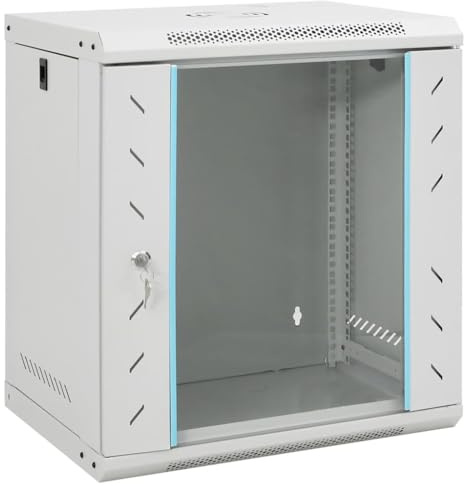 LoogCape 12U Wall Network Cabinet 19 Inch IP20 Grey 53 x 40 x 60 cm for Server, NAS, Hard Drive Enclosure, Cloud Storage Solution, Home Network, Office, Home Office, Data Backup, Backup, RAID, SSD