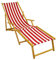 Erst-Holz Liegestuhl rot-weiß Strandliege Sonnenliege Relaxliege Deckchair Buche hell Fußteil 10-314 N F