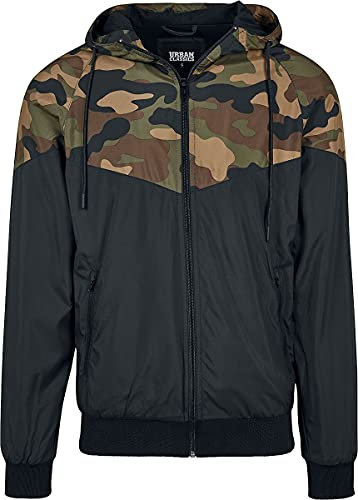 Urban Classics Herren Jacke Pattern Arrow Windrunner TB2106, Gr. Medium (Herstellergröße: M), Mehrfarbig (Black/Wood Camo 00565)