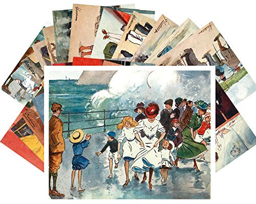 Postkarten 24pcs Street Scenes Vintage Cartoons by Lance Thackeray
