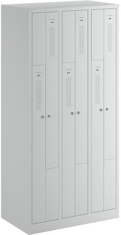 eurokraft | Z-Spind | 3 Abteile | lichtgrau | Breite 870 mm