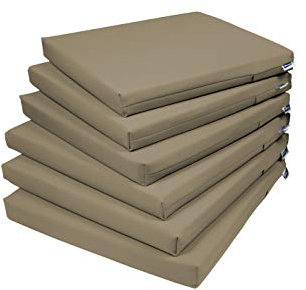 Rollmayer 6er Set Stuhlkissen Stuhlauflage Sitzkissen Sitzpolster Auflage für Stühle in Haus und Garten Kollektion Vivid (Beige 3, 40x40x4cm)