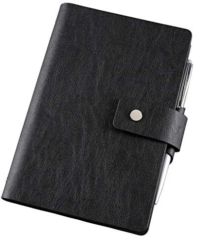 bind 16801 - Terminplaner mit Ringmechanik DIN A6, Organizer aus Lederimitat, Systemplaner in schwarz, Kalender mit 3 Visitenkartenfächern, Stiftschlaufe, Terminkalender mit System 1 Woche / 2 Seiten