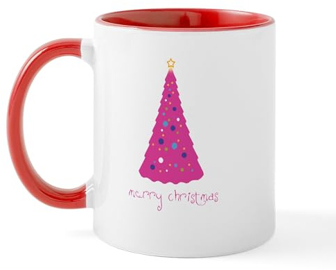 CafePress Pretty Pink Christmas Tree Mug 11 oz (325 ml) Ceramic Coffee Mug