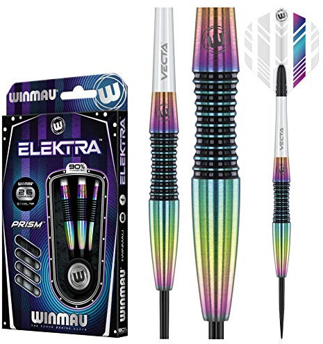 WINMAU Elektra 26 Gramm Profi Wolfram Steeltip Dartpfeile Set mit Flights und Schäfte