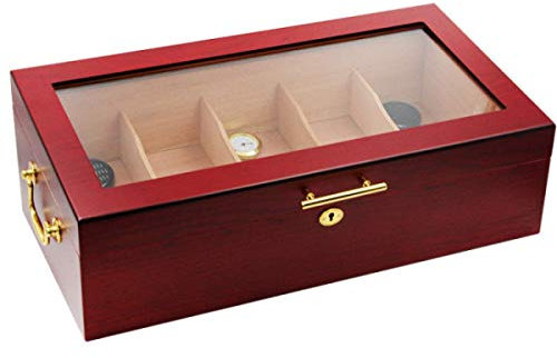 Zigarren-Humidor Mahagoni Desktop Zigarren Display Humidor Großer Humidor 150 Zigarren Kapazität mit Hygrometer und Luftbefeuchter