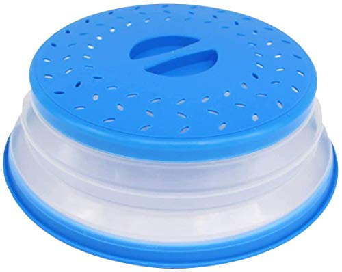 Planet Food | Copertura multiuso per alimenti | Blu | Resistente al microonde e al calore | Design salvaspazio | Perforazioni per vapore | A prova di schizzi e schizzi