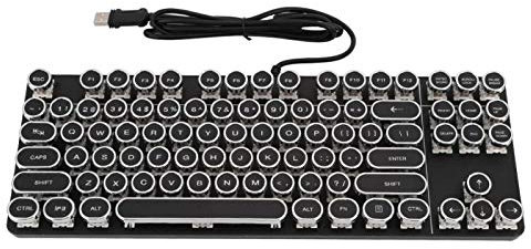 Zunate Clavier de Jeu, Clavier de Jeu USB avec Clavier Filaire RVB à 104 Touches, Clavier de Machine à écrire Punk Rétro Rond pour PC/Ordinateur Portable/Clavier de Bureau