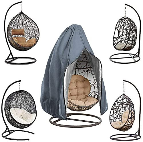 Anshen Abdeckung für Hängesessel, Schutzhülle für Eier, Stuhl, wasserdicht, Möbelbezug, mit Reißverschluss, 115 x 190 cm (grau)
