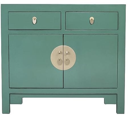 Fine Asianliving Armoire Chinoise Vert Sapin - Orientique Collection L90xP40xH80cm Armoire Chinoise Meubles Chinois Mobilier Oriental Asiatique Mandarin Pekin