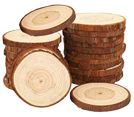 20Stk Natürliche Holzscheiben 5-6cm Rund Unbehandelte Holz Log Scheiben Ungebohrte Holzkreise Baumscheibe Holz-Scheiben Holzdeko mit Rinde für DIY Basteln Weihnachtsschmuck Hochzeit Tischdekoration