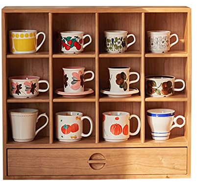 MNSRRN Étagère de Stockage en Bois Massif, Tasse de café Tasse d'eau Tasse de théière en Bois de Style Rustique, Tasse à café Porte-gobelet créatif Titulaire