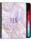 Personalised Initial Case For All Apple iPad Models 10, 9, 8, 7, 6, Air 11, Pro 12.9,13 inch, Mini, Lilac Purple and Gold Colour Print Marble Swirl with Name, 360 Swivel PU Leather Flip Folio Cover