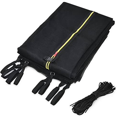 COSTWAY Red de Seguridad para Cama Elástica 244/305/366/427/457/488 cm, Red Sustitutiva para Cama Elástica Redonda con 6 Palos, Red Cama Elástica Doble Cremallera Hebillas Protectoras (305 cm)