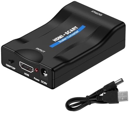 HDMI auf SCART Konverter - 720/1080P Switcher für Video und Audio, unterstützt PAL/NTSC, kompatibel mit SKY HD, Blu-Ray, HDTV, STB, VHS, Xbox, PS4, DVD, PC