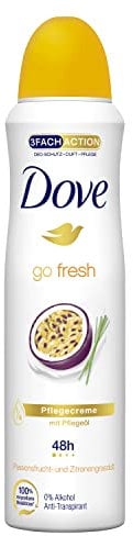 Dove go fresh Deodorant Spray Passionsfrucht- und Zitronengrasduft Anti-Transpirant schützt 48 Stunden vor Körpergeruch und Achselnässe 150 ml 1 Stück