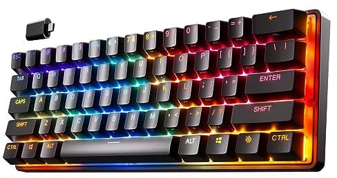 SteelSeries Apex Pro Mini Wireless HyperMagnetic Gaming-Tastatur – Die weltweit schnellste Tastatur – 60%-Formfaktor – RGB – PBT-Keycaps – Bluetooth – 2,4 GHz – USB-C – Französisches Tastatur AZERTY