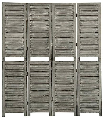 vidaXL Raumteiler 4-TLG. Trennwand Stellwand Paravent Spanische Wand Sichtschutz Umkleide Faltwand Raumtrenner Grau 143x166cm Massivholz