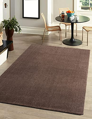 DomDeco Waschbarer Teppich Feel, super weicher und Flexibler 11mm Kurzflor für Wohnzimmer/Schlafzimmer/Kinderzimmer 80 x 150 cm Braun