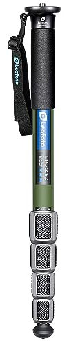 Leofoto MPQ-325C Monopod, Premium Carbon Fiber, Water-Resistant, 5 Leg Section, Convertible Mounting Stud, Wrist Strap (Olive)