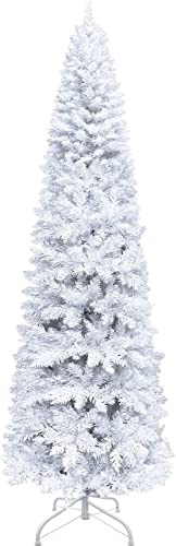 Home Decorative Artificial Bushy Slim Christmas Tree (White, 8FT)