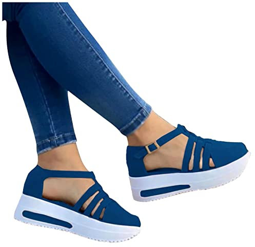 Plateau Sandalen Damen Vorne Geschlossen Mit Absatz Sneaker Slingback Keilabsatz Ballerina Sandalen Flache Schuhe Elegant Sommer Bequem Keilsandalen Sommerschuhe Platform Pumps Plateau Schuhe