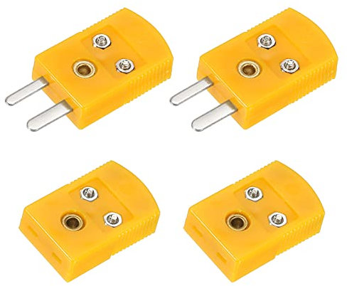 sourcing map K Typ Thermoelement Draht Steckverbinder Stecker Buchse Adapter Hohe Temperatur 120°C(248°F) für Thermoelement Sensor Fühler Orange 2 Set