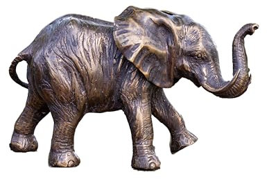 IDYL Bronze-Skulptur Elefant groß Rüssel hoch