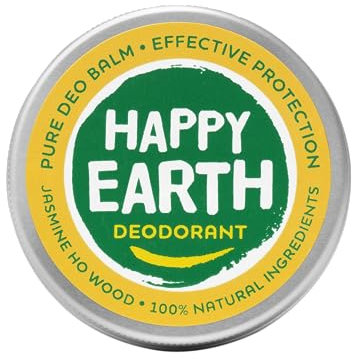 Happy Earth Crème Déodorante - Pour Hommes et Femmes - Déo - 100% Ingrédients Naturels & Végan - Jasmine Ho Wood - 45 gr