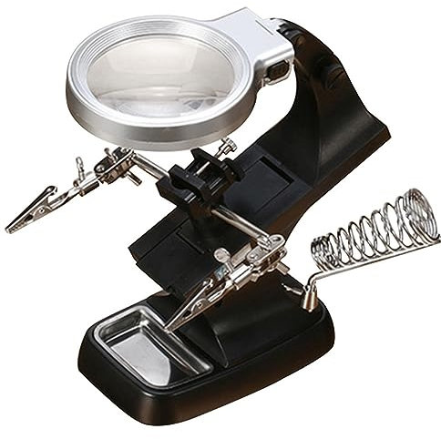 Meichoon Electric Soldering Iron Magnifying Glass 3X 4.5X Magnification with 10 LED Lights High Transparent Lens Metal Auxiliary Clip Stability Electronic Repair Black