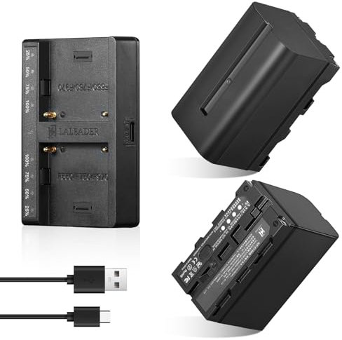 Soonpho 2-Pack Akku NP-F750 Ersatzakku 2 Stück Battery und Dual USB-C Ladegerät für Sony NP-F970 F960 F950 F770 F750 F570 F550 Kompatibel Godox VILTROX Neewer Camcorder/Monitor/Kamera