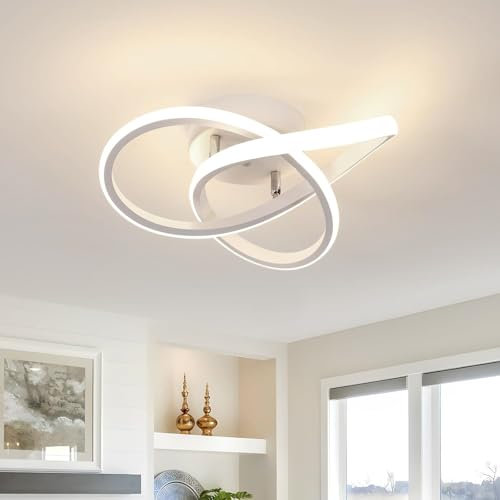 Deckenlampe LED, 30W 3300LM LED Deckenleuchte Modern, Kreative Blumenform LED Deckenbeleuchtung für Schlafzimmer Flur Küche Balkon, 4500K Natürliches Licht, Weiß